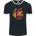 Torn Sri Lankan Flag Sri Lanka Day Football Mens Ringer T-Shirt FotL Black/White