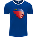 Curled Liechtenstein Flag Liechtensteiner Day Football Mens Ringer T-Shirt FotL Royal Blue/White