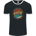 45th Birthday  Vintage Made In 1978 Mens Ringer T-Shirt FotL Black/White