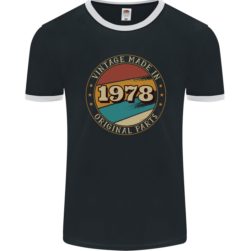 45th Birthday  Vintage Made In 1978 Mens Ringer T-Shirt FotL Black/White