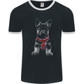 German Shepherd Union Jack Scarf Alsatian Mens Ringer T-Shirt FotL Black/White