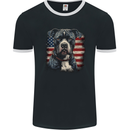 American Pitbul With USA Flag America Dog Mens Ringer T-Shirt FotL Black/White