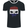 Dutch Skull Holland Gym Flag Biker Mens Ringer T-Shirt FotL Black/White