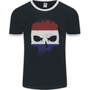 Dutch Skull Holland Gym Flag Biker Mens Ringer T-Shirt FotL Black/White