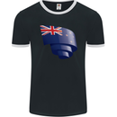 Curled New Zealand Flag Zealander Kiwi Day Mens Ringer T-Shirt FotL Black/White
