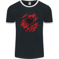 Torn Albania Flag Albanian Day Football Mens Ringer T-Shirt FotL Black/White