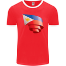 Curled Philippines Flag Philipino Day Football Mens Ringer T-Shirt FotL Red/White