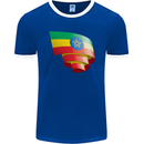 Curled Ethiopia Flag Ethiopian Day Football Mens Ringer T-Shirt FotL Royal Blue/White