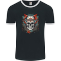 A Bohemian Style Tribal Skull Mens Ringer T-Shirt FotL Black/White