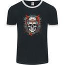 A Bohemian Style Tribal Skull Mens Ringer T-Shirt FotL Black/White