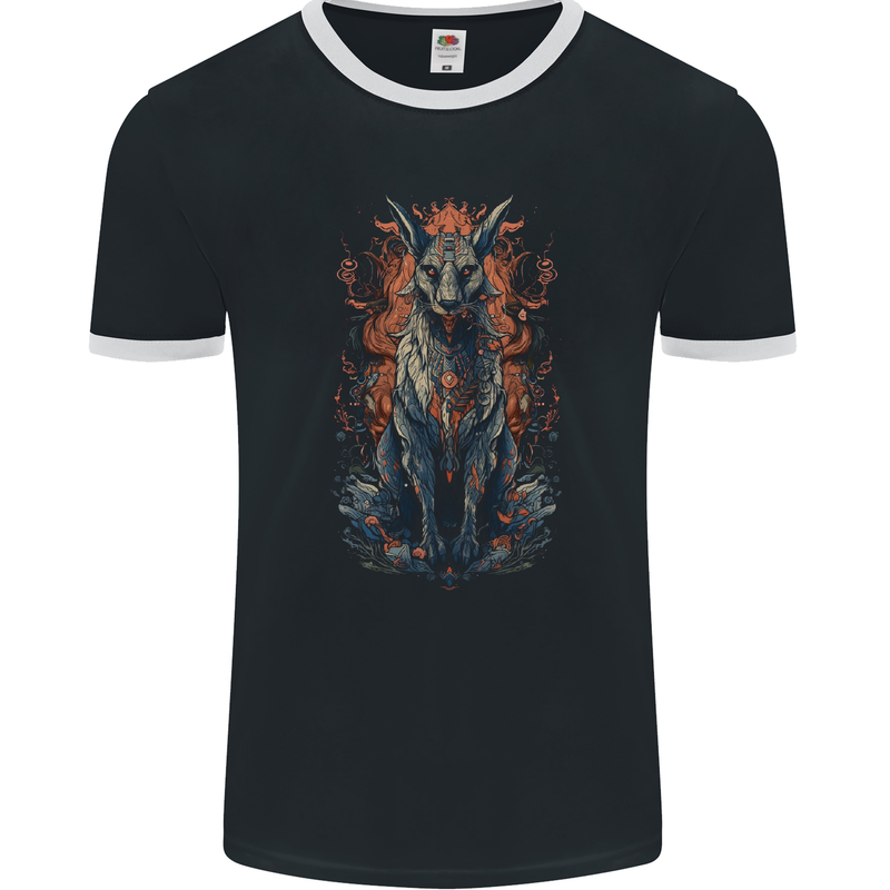Bastet Egyptian God Fantasy Mens Ringer T-Shirt FotL Black/White