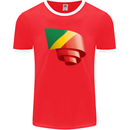 Curled Republic of the Congo Flag Day Football Mens Ringer T-Shirt FotL Red/White