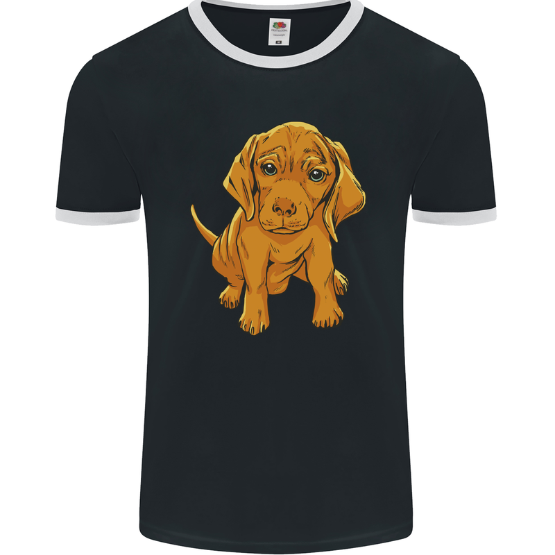 Hungarian Magyar Magyar Vizsla Puppy Dog Mens Ringer T-Shirt FotL Black/White