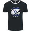 Torn Israel Flag Israeli Day Football Mens Ringer T-Shirt FotL Black/White