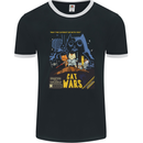 Cat Wars Funny Sci-Fi Mens Ringer T-Shirt FotL Black/White