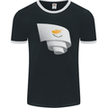 Curled Cyprus Flag Cypriot Day Football Mens Ringer T-Shirt FotL Black/White