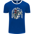 Motocross Christmas Santa MotoX Biker Motorcycle Mens Ringer T-Shirt FotL Royal Blue/White