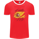 Torn Spain Flag Spanish Day Football Mens Ringer T-Shirt FotL Red/White