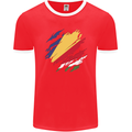 Torn Seychelles Flag Seychellois Day Football Mens Ringer T-Shirt FotL Red/White