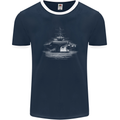 Aircraft Carrier Royal Navy Ship Sailor Mens Ringer T-Shirt FotL Navy Blue/White