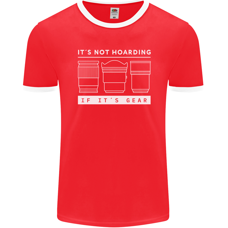 It's Not Hoarding if its Photography Photographer Mens Ringer T-Shirt FotL Red/White