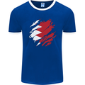 Torn Bahrain Flag Bahraini Day Football Mens Ringer T-Shirt FotL Royal Blue/White