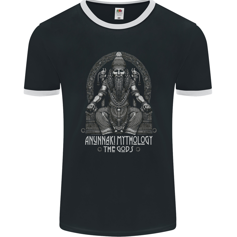 Anunnaki God Mens Ringer T-Shirt FotL Black/White