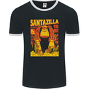 Santazilla Japanese Comic Anime Christmas Xmas Mens Ringer T-Shirt FotL Black/White