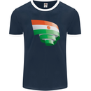Curled Niger Flag Nigerien Day Football Mens Ringer T-Shirt FotL Navy Blue/White