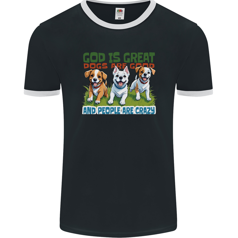 Dogs God is Great Christian Christianity Jesus Mens Ringer T-Shirt FotL Black/White