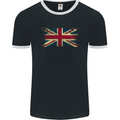 Distressed Great Britain Flag Union Jack UK Mens Ringer T-Shirt FotL Black/White