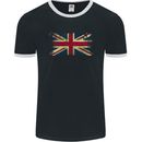 Distressed Great Britain Flag Union Jack UK Mens Ringer T-Shirt FotL Black/White