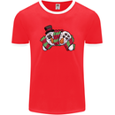Christmas Snow Video Game Controller Joypad Xmas Mens Ringer T-Shirt FotL Red/White