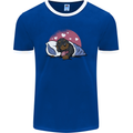 A Dachshund in Bed Dog Mens Ringer T-Shirt FotL Royal Blue/White