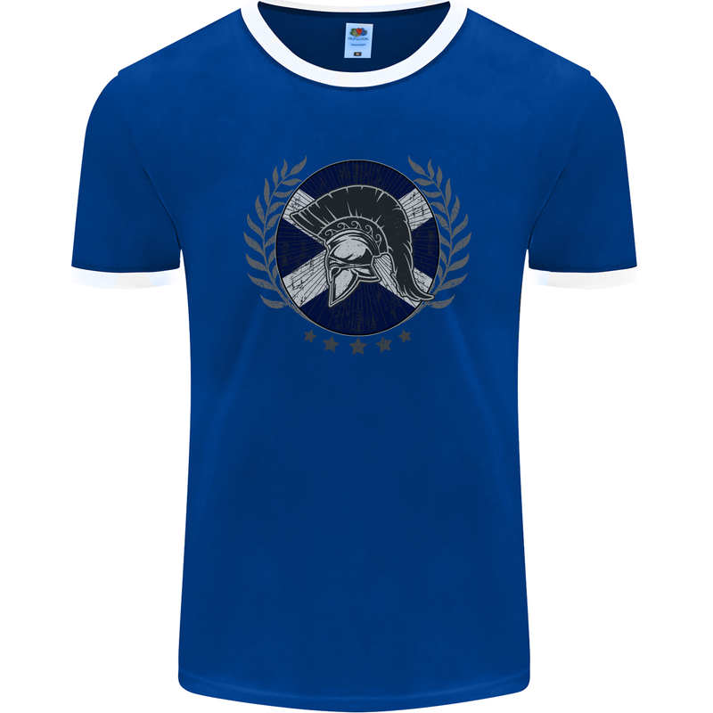 Scotland Bodybuilding Gym Training Scottish Mens Ringer T-Shirt FotL Royal Blue/White