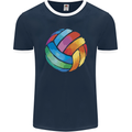 Volleyball Watercolour Mens Ringer T-Shirt FotL Navy Blue/White