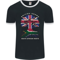 British Grown South African Roots Africa Flag Mens Ringer T-Shirt FotL Black/White