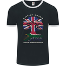 British Grown South African Roots Africa Flag Mens Ringer T-Shirt FotL Black/White