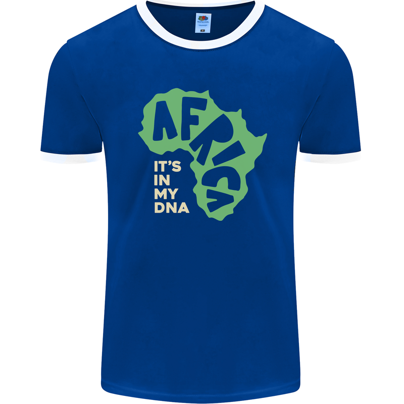 In My DNA Juneteenth Black Lives Matter African Mens Ringer T-Shirt FotL Royal Blue/White