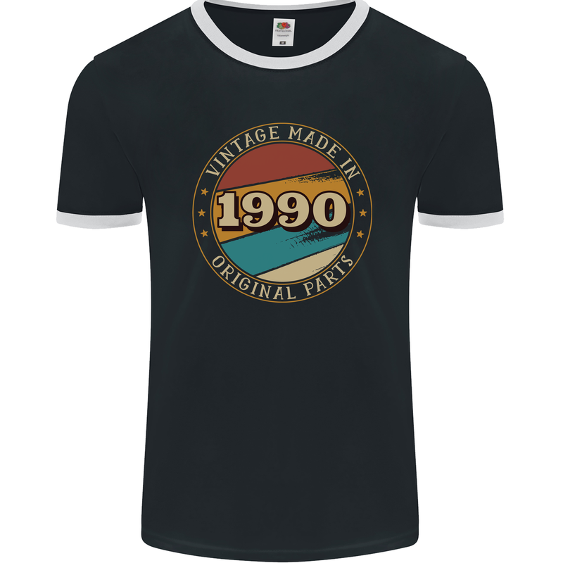 33rd Birthday  Vintage Made In 1990 Mens Ringer T-Shirt FotL Black/White