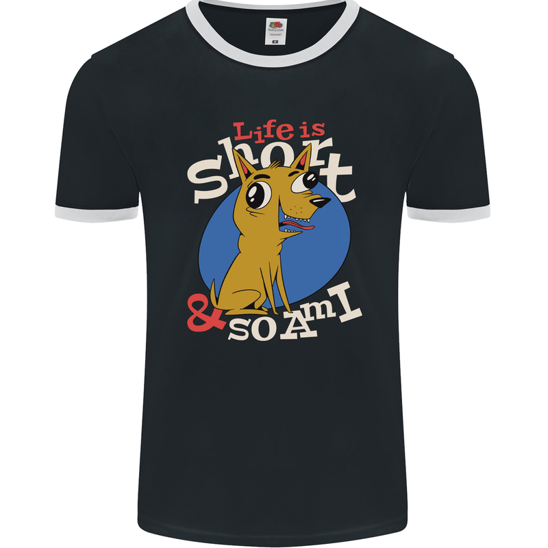 Life is Short Chihuahua Dog Mens Ringer T-Shirt FotL Black/White