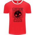 Monday Dead Inside Skull Work Mens Ringer T-Shirt Red/White