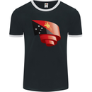 Curled  Papua New Guinea Flag Day Football Mens Ringer T-Shirt FotL Black/White