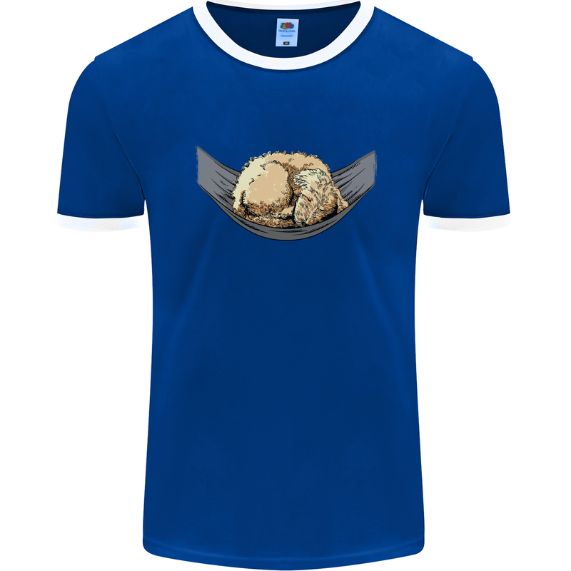 Goldendoodle on a Hammock Dog Mens Ringer T-Shirt FotL Royal Blue/White