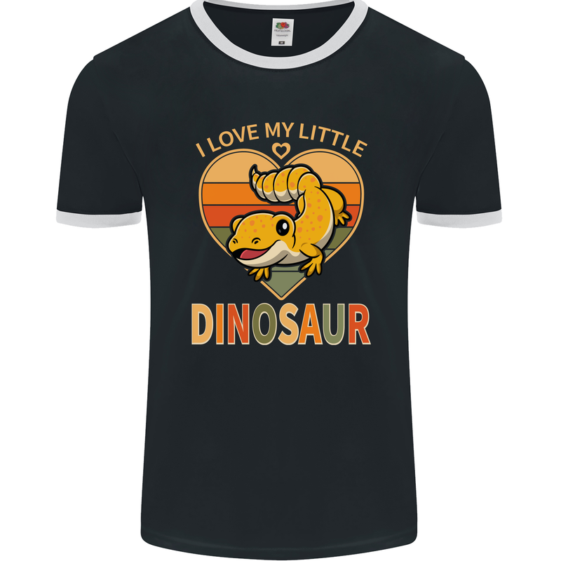 I Love My Little Dragon Bearded Dragon Mens Ringer T-Shirt FotL Black/White