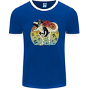 Pirate Pi T-Rex Funny Dinosaur Maths Mens Ringer T-Shirt FotL Royal Blue/White
