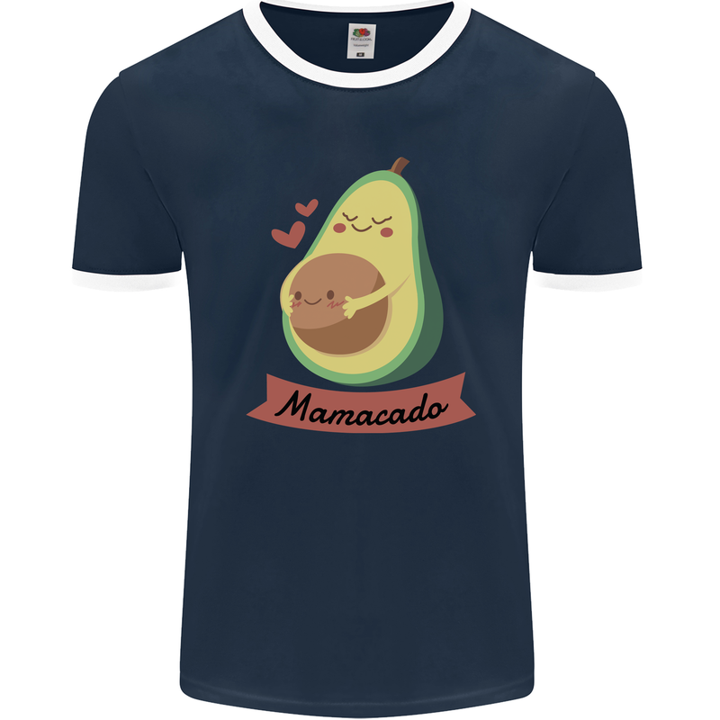 Mamacado New Baby Pregnancy Pregnant Mens Ringer T-Shirt FotL Navy Blue/White