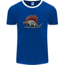 Dimetrodon Dinosaur Mens Ringer T-Shirt FotL Royal Blue/White