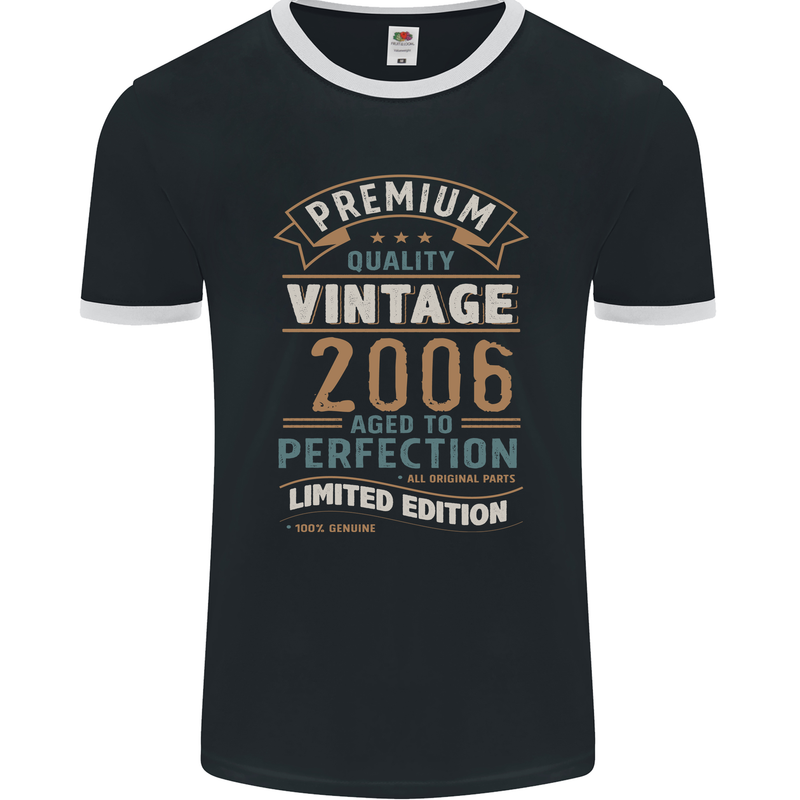 Premium Vintage 17th Birthday 2006 Mens Ringer T-Shirt FotL Black/White