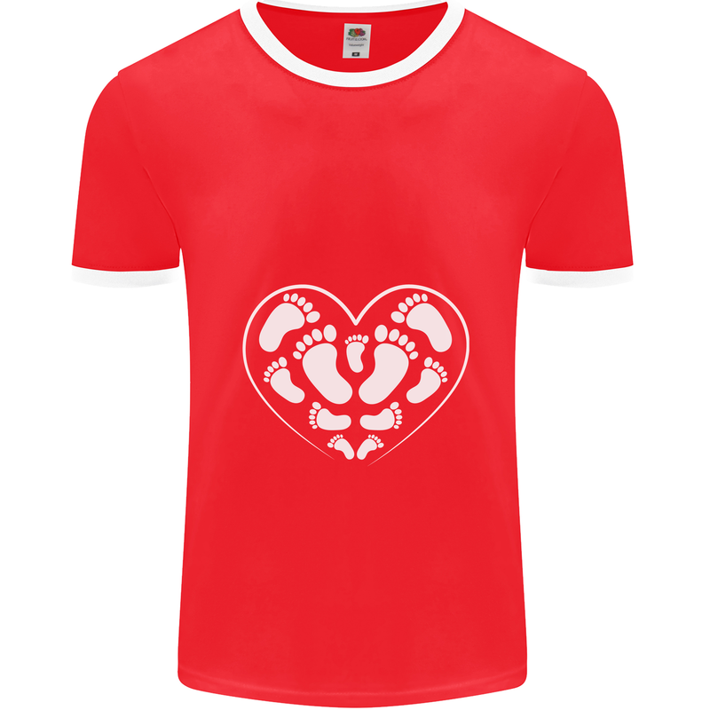 Baby Heart New Baby Pregnancy Pregnant Mens Ringer T-Shirt FotL Red/White